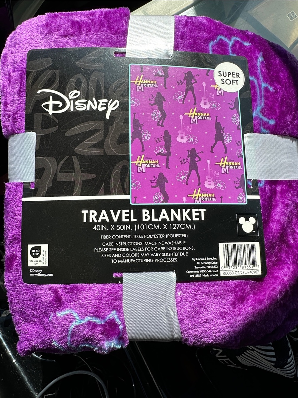 Disney Hannah Montana Plush Purple Travel Blanket
